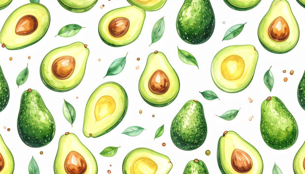 an engaging design featuring avocados. these vibrant avocado illustrations are arranged in a pattern against a light background