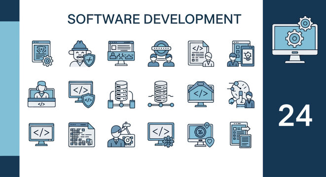 Software development and programming icon set