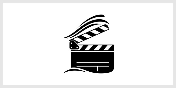 Stylized Film Clapperboard Icon with Dynamic Waves