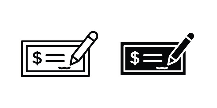 Signing cheque icon vector symbol design set for web