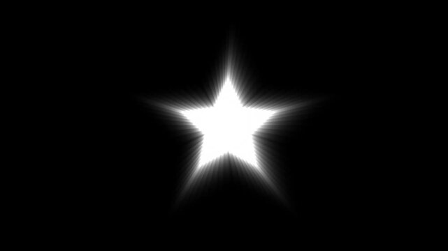 Cinematic glowing star with radiant light rays on black background, minimalist white star animation for logo reveals, transition effects, and spiritual creative visual concepts.
