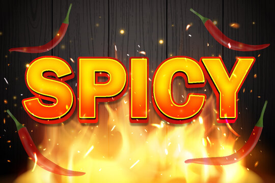 spicy hot chili pepper sauce typography editable text effect font style template background design