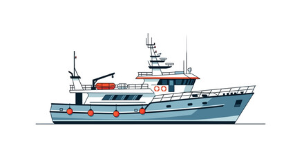 Obraz premium Illustration of a modern fishing boat on a white background.