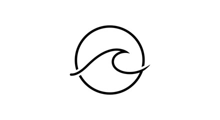 Obraz premium Minimalist Wave Icon in Circle - Ocean, Sea, Surfing, Nature, Summer
