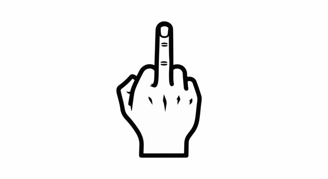 Graphic illustration of a hand giving the middle finger gesture