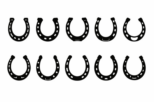  Horseshoe Luck Symbol Silhouette Vector Illustration