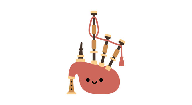 Cute Bagpipe Illustration Minimalist Background Copy Space Music Instrument