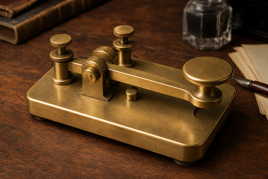 Brass Telegraph Key with Antique Look for Labor Day Messages