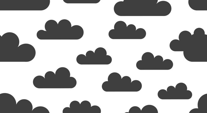 Seamless dark cloud pattern on white background