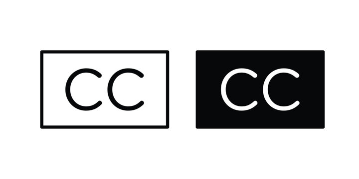 Closed caption icon black and white