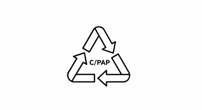 Recycling symbol with text C/PAP inside