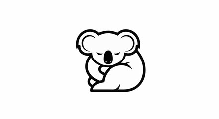 Obraz premium Minimalist black and white illustration of a sleeping koala curled up