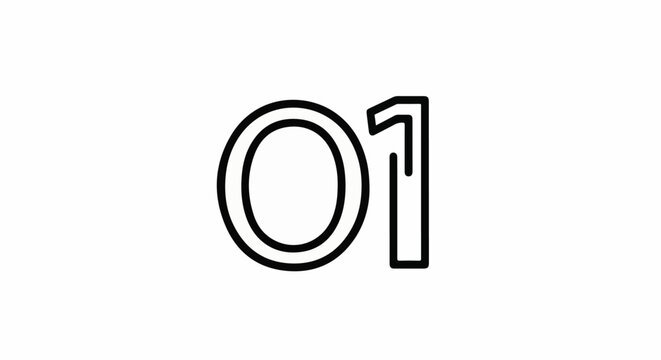 Simple graphic of the number 01 in black outline