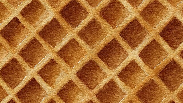 アイスクリームコーンのワッフル模様テクスチャ 茶色のパターン背景