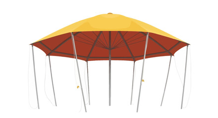 Obraz premium Yellow beach umbrella isolated on white background