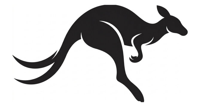 Stylized jumping kangaroo silhouette vector logo design wildlife branding isolated on white