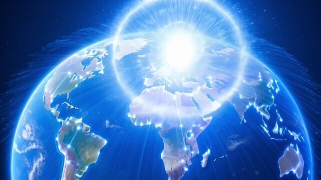 Digital Connection and Communication Across the Globe Illustrating Networked Systems and Global Information Flow