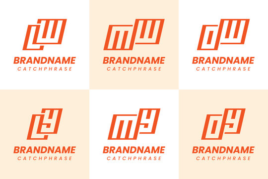 Letters LW LY MW MY OW OY Monogram Logo Set