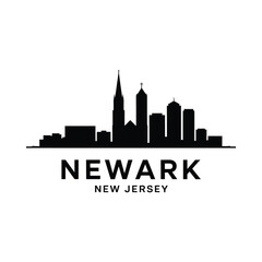 Obraz premium Newark skyline silhouette with city name on white background
