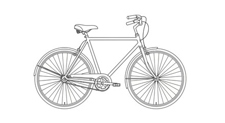 Vintage city bicycle minimalist line art illustration on white background © sitimmk