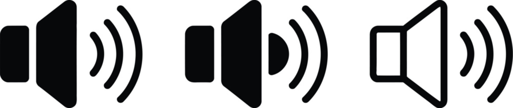 Speaker icons set audio speaker icon on white background loudspeaker concept speaker sound icon with dynamic soundwaves for audio volume control icon for apps websites and multimedia interface design.
