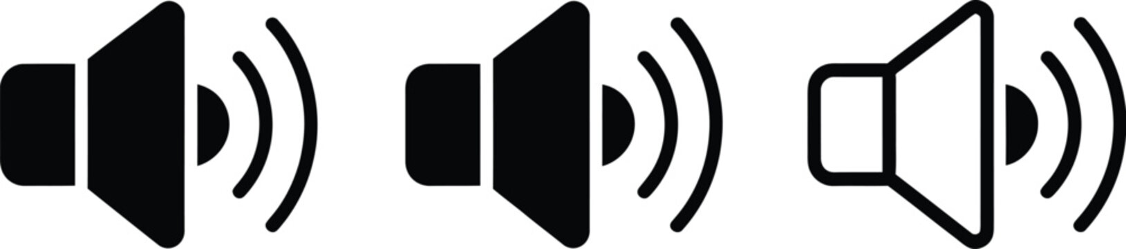 Speaker icons set audio speaker icon on white background loudspeaker concept speaker sound icon with dynamic soundwaves representing sound settings, media playback and volume control for digital 