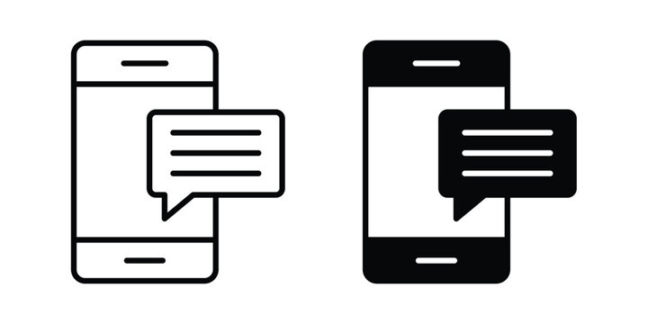 Mobile message notification icon black and white