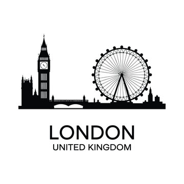 london skyline silhouette on white background high quality