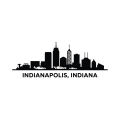 Fototapeta premium Indianapolis skyline silhouette with cars on white background