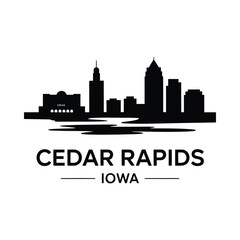 Obraz premium cedar rapids iowa skyline silhouette on white background