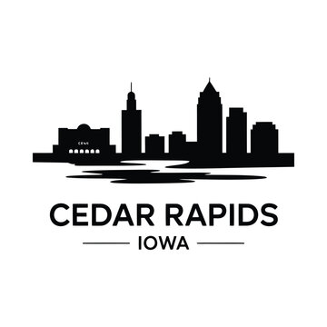 cedar rapids iowa skyline silhouette on white background