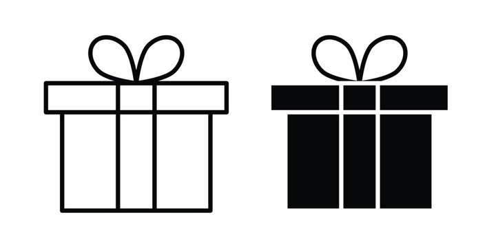 Present gift box icon black and white