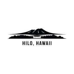 hawaii hilo silhouette with mountain and text on white background © Pixel Loft