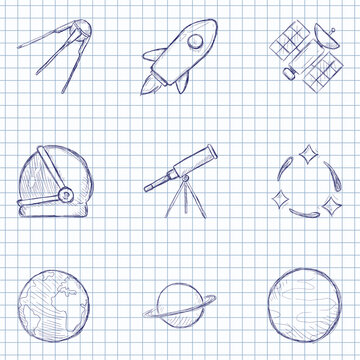 Vector Set of Sketch Space Icons.