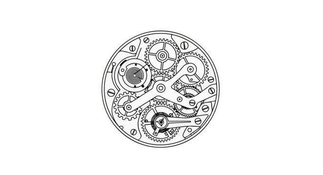 Intricate clockwork mechanism with gears and a coiled spring