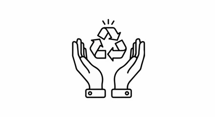 Fototapeta premium Hands cradling the recycling symbol with a subtle glow