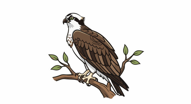 Illustration of a majestic osprey perched on a tree branch