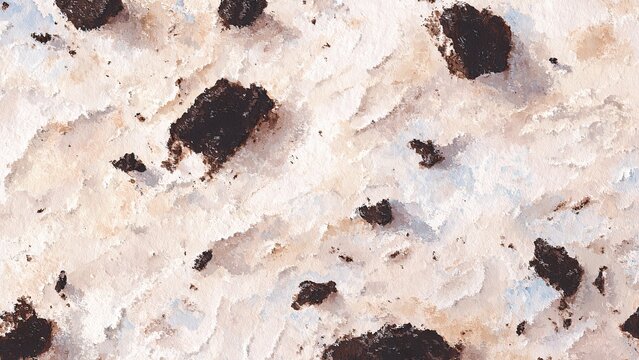クッキー＆クリームアイスのテクスチャ 白ベースにチョコクッキーの背景素材
