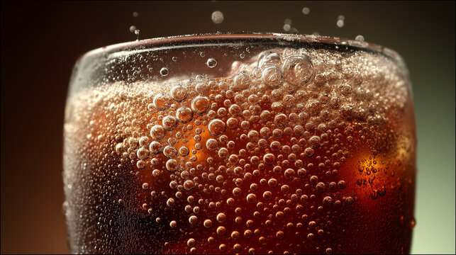 desorption. A glass of carbonated drink with rising bubbles and condensation on a clean background. bar promotions, beverage menus, designed for product packaging and bar promotions.