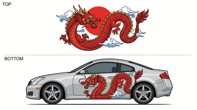 Car with dragon design on side 6.