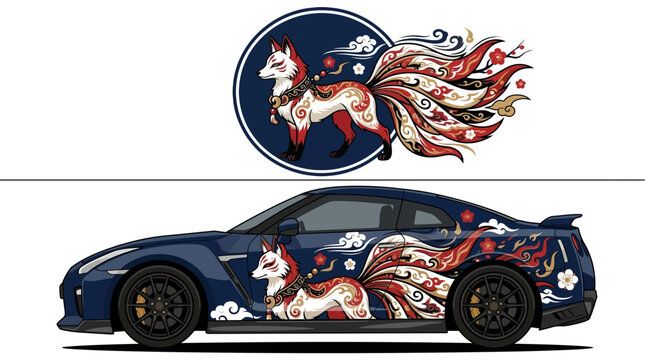 Car with Japanese Dragon Design 3.