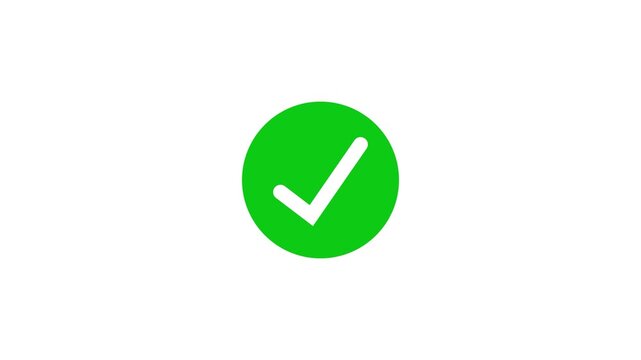 Animation of check mark icon. white color tick mark icon animation. success, done, payment successful, check mark icon and success business concept.