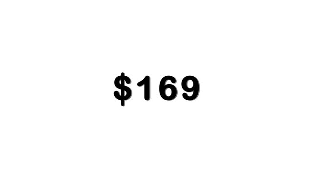 Bright cyan dollar sign and the number nine hundred ninety illuminated against a solid black backdrop signifying a specific monetary amount or cost