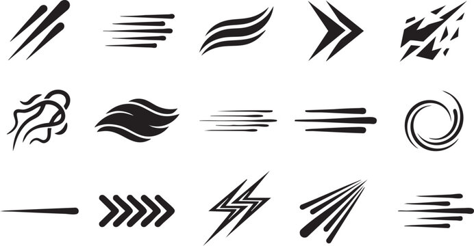 Speed lines and motion trail elements representing fast movement and dynamic energy flow.