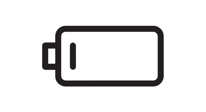 Simple battery icon vector design representing low energy levels for mobile interface and digital web projects