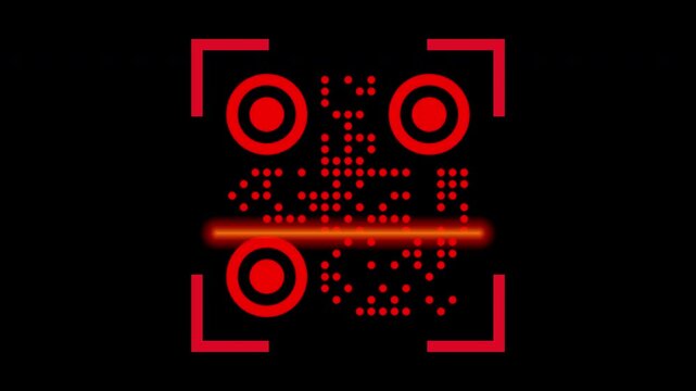 Scan barcode red light color on QR code on transparent background