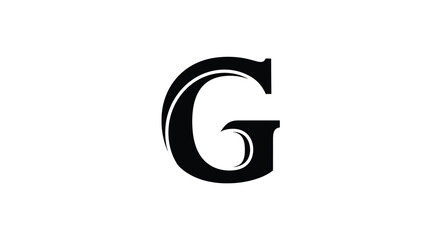 Fototapeta premium Letter g elegant black silhouette with decorative flourishes on a white background high quality professional detailed modern stylish clean crisp vibrant