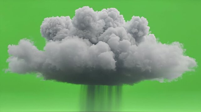 Realistic Rain Cloud with Dark Heavy Base on Green Screen