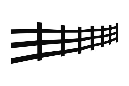 Wooden fence silhouette isolated on transparent background, simple rural barrier icon.