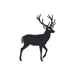 Fototapeta premium Walking stag deer black silhouette vector